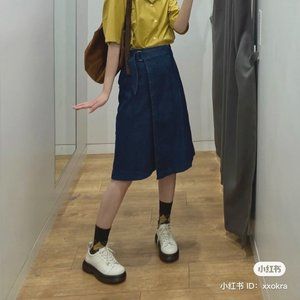 Uniqlo Women Wrap Skirt 439137, Blue, Size S / 25"